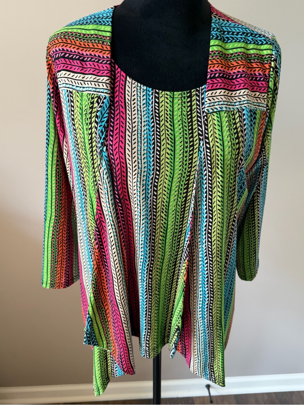 Women’s Multicolor Striped Open Front Top